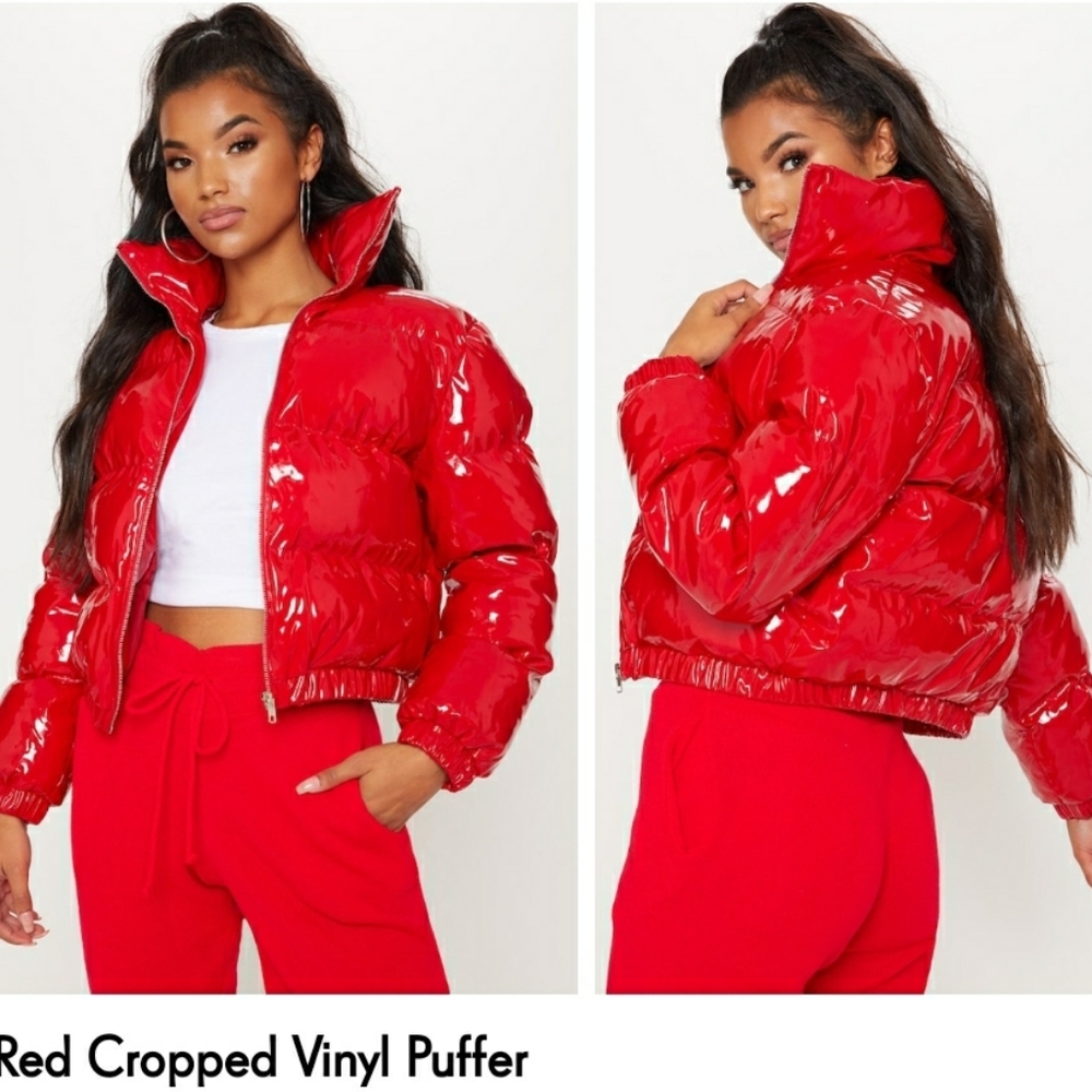 Red Vinyl Puffer Jackets